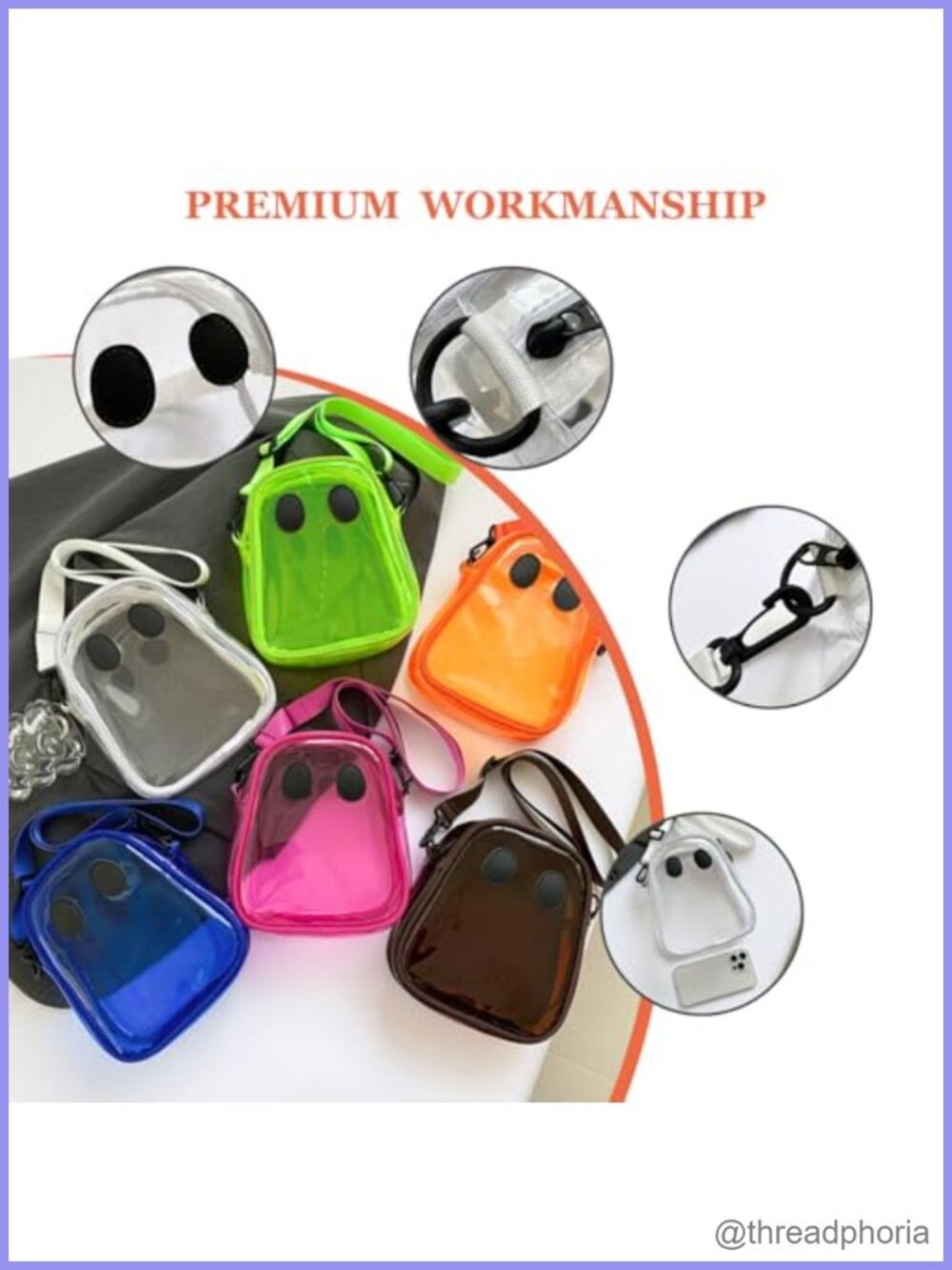 Clear PVC Crossbody Purse Halloween Ghost Novelty Transparent Shoulder Bag - Picture 4 of 6